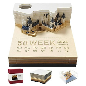 Lịch xé mô hình giấy 3D rẻ 2026 ship HOẢ TỐC HCM lịch để bàn decor lâu đài Harry Potter có đèn LED lịch tặng bạn Free ship - Lâu đài