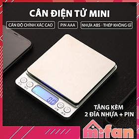 Cân Điện Tử Mini Cao Cấp 2021 MIFAN 0.01g - 3kg - Nhỏ Gọn, Siêu Chính Xác, Thép Không Gỉ, Màn LCD -Tặng 2 Đĩa Cân Và Pin