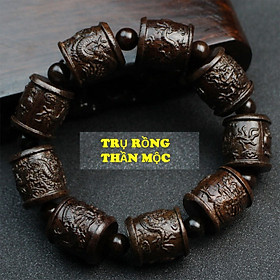 Combo Vòng đeo tay Phong Thủy Nam – Nữ gỗ Thủy Tầm Mộc, hạt 18li, khắc thủ công các vị thần phật dân gian Phương Đông, Kèm hộp Gấm và dây dự phòng