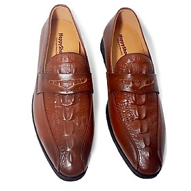 Giày tây nam da bò thật, giày công sở giày da bò dập vân cá sấu chuẩn giày da Việt xuất xịn - HS46