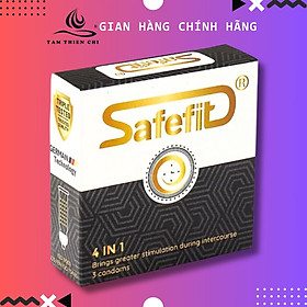 Bao cao su SafeFit 4in1 Gai gân Kéo dài thời gian Hộp 3 cái