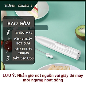 Máy Đánh Trứng - Tạo Bọt Cafe USB Tiện Lợi  Kèm 1 Đầu Thay  - 26x3cm, 130g - Trắng