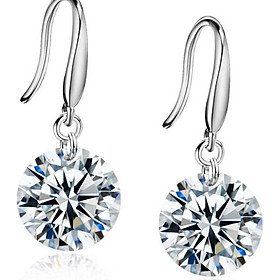 Bông tai nữ đính hạt pha lê kim cương cao cấp 8mm