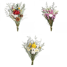 3Pcs Beautiful Dried Flowers Bouquet Stem Bunch DIY Wedding Vase Decoration