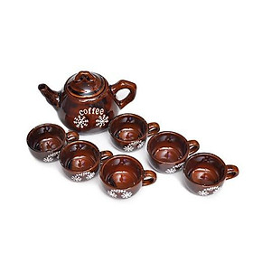 BỘ ẤM TRÀ NÂU BẰNG SỨ CAO CẤP SANG TRỌNG