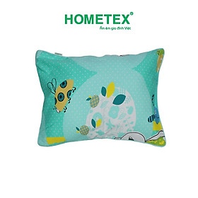 Gối nằm Hometex có bèo cho bé - 100% cotton in hoa thoáng mát