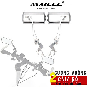 Gương Vuông Xe Đạp quan sát chiếu hậu xe đạp/ xe đạp điện 360 độ (2 chiếc/ bộ), chất liệu hợp kim nhôm (đã kèm theo pad chân gương lỗ 8mm) - Mai Lee