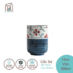 Cốc Hoa Vân dáng trụ phong cách Nhật thể tích 300ml uống trà xanh, trà hoa, nước vối, làm quà tặng tân gia