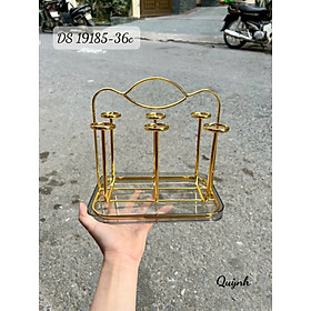 Khay Úp Cốc Đa Năng Có Khay Hứng Nước - Chất Liệu Inox Mạ Vàng, Thiết Kế Sang Trọng - HÀNG CHÍNH HÃNG MINIIN