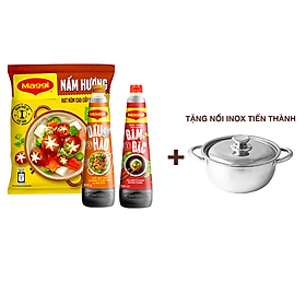 [Tặng Nồi Inox Tiến Thành] Combo Hạt nêm cao cấp MAGGI Nấm Hương gói 450g + Dầu hào MAGGI chai 820g + Nước tương MAGGI Đậu Nành Đậm Đặc 700ml