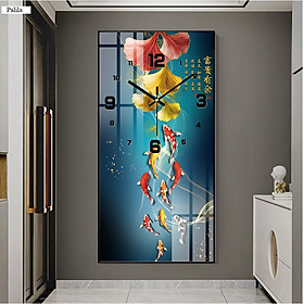 Mua Đồng Hồ Treo Tường Trang Trí Kim Trôi - Tranh Tráng Gương Cửu Ngư Quần Hội Tuyệ Đẹp