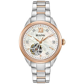 Đồng Hồ Nữ Bulova Đính Kim Cương Dây Thép Không Gỉ 98P170 - Mặt Xà Cừ (Sapphire)