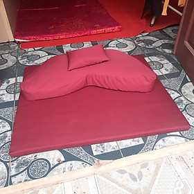 Mua Trọn bộ ngòi thiền Bồ Đoàn Chữ V ruột vỏ đậu xanh  Tọa Cụ vải thô  Gối Kê Tay (Đỏ Đô)