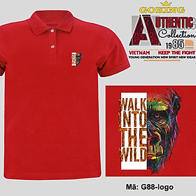 WALK INTO THE WILD, mã logo-g88. Áo thun polo cổ trụ cho nam nữ, form unisex. Áo phông cá sấu hàng hiệu Goking, quà tặng cao cấp cho gia đình, cặp đôi, doanh nghiệp