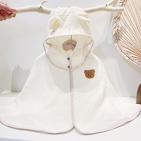 Áo choàng chống nắng kèm mũ chắn giọt bắn vải xô muslin mềm mại cho bé Mimo Baby QA31