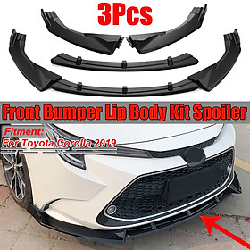 3PCS Matte Black Front Bumper Lip Body Kit Spoiler For 2019 Toyota Corolla LE SE