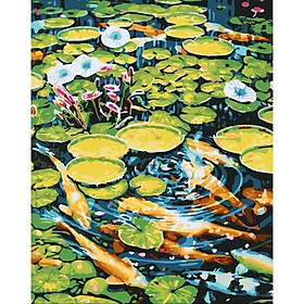 Mua Tranh sơn dầu số hóa tự tô DIY khổ 40x50cm đã căng khung - Tranh cá Chép