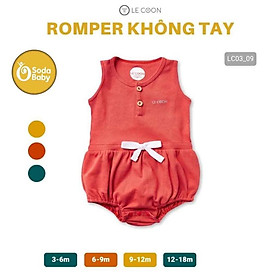 LE COON- Bộ áo liền quần Romper không tay Le coon chất liệu 100 % cotton cho bé trai, bé gái (3 tháng - 18 tháng)