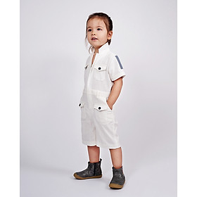 Jumpsuit Trẻ em Unisex_ Yvette LIBBY N'guyen Paris_WRIGHT FLYER_Màu Trắng (Coconut Milk), Vải lanh cao cấp viền cotton lụa Ý