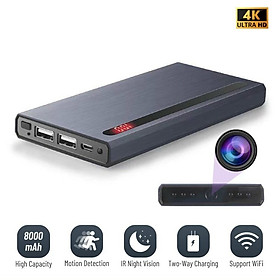 Mua Bộ sạc dự phòng H12 cao cấp 4K FullHD 1080P 150 độ Tầm nhìn ban đêm hồng ngoại 6 led đen ẩn không dây WiFi kết nối điện thoại từ xa