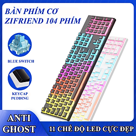 Mua Bàn phím cơ ZIFRIEND KA802 sử dụng Blue Switch thiết kế mini nhỏ gọn chỉ 87 phím với keycap pudding xuyên led cực đẹp - Hàng Chính Hãng