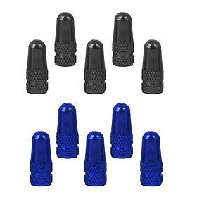 Pack of 10pcs Presta Valve Cap Blue Black Anodized Machined Aluminum Alloy Bicycle Bike Tire Valve Caps Dust Covers French Style