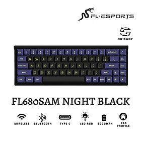 Bàn phím cơ FL-Esports FL680SAM (Night Black/Peach/Aqua Green/Purple/Banana) 3 mode - Hàng chính hãng