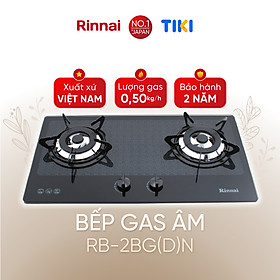 Bếp gas âm Rinnai RVB-2BG(D)N mặt bếp kính và kiềng bếp men - Hàng chính hãng.
