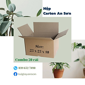 Combo 50 Hộp Bìa Carton Hộp Bìa Gói Hàng Dày Dặn KT 25x25x10cm