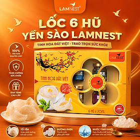Lốc 6 hũ yến sào Lamnest 100% yến tươi nguyên chất (kết hợp tùy ý từ 10 vị yến hũ chưng sẵn)
