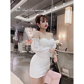 Đầm ôm tay lưới có mút ngực thời trang nữ
