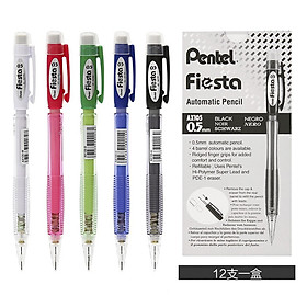 Bút Chì Kim Pentel Fiesta AX105 (0.5mm) và AX107 (0.7mm) | Thiết Kế Thân Trong Đẹp Mắt | Trang Bị Đầu tẩy | 4 Màu Vỏ - Đỏ-B - 0.7mm