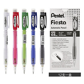 Bút chì kim Pentel Fiesta AX105 (0.5mm) và AX107 (0.7mm) trang bị đầu tẩy 4 màu lựa chọn