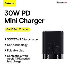 Mua Bộ Sạc Nhanh 30W Chân Gập Baseus 1 Cổng C Dành Cho Iphone/oppo/Samsung-Hàng Chính Hãng