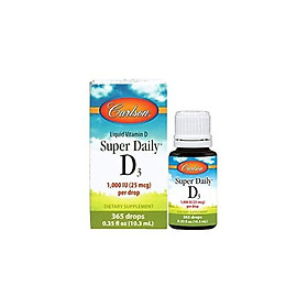 Carlson - Super Daily D3, 1000 IU (25 mcg) per Drop, 1-Year Supply, Heart & Immune Health, Liquid Vitamin D3, Unflavored, 365 Drops