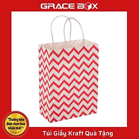 Mua Túi Quà Tặng Giấy Kraft Sọc Ngang Xinh Xắn - Màu Đỏ