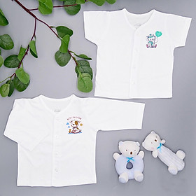 Hình ảnh SET 2 ÁO SƠ SINH CAO CẤP 100% COTTON TRẮNG CHO BÉ