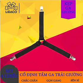 Mua Set 4 chiếc Kẹp ga giường drap Lidaco cố định ga giường chống xê dịch chất liệu inox không gỉ (Giao màu ngẫu nhiên)