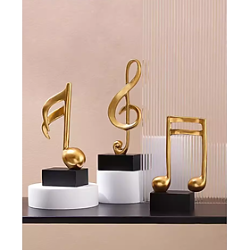 Mô hình 3 nốt nhạc, khoá sol mạ đồng bàn làm việc decor trang trí nhà cửa - Hàng chính hãng