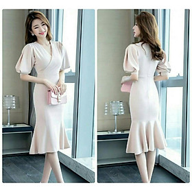 ĐẦM ÔM BODY CỔ V ĐUÔI CÁ (S M L)
