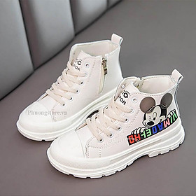 Giày boot thể thao cho bé gái Mickey màu trắng phong cách PD367