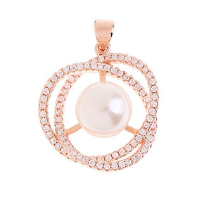 Rose Gold Rhinestones Pearl Charm Pendant for Necklace Jewelry Making