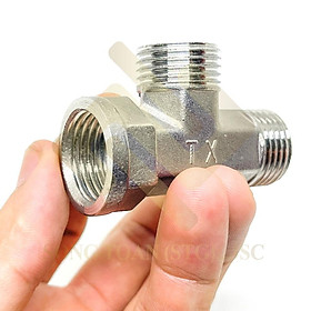 Mua Tê cầu đai liền xiết ren G 1/2 21 dài Sử dụng chia nước Tee T dây cấp cho bồn cầu & lavabo INOX