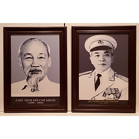 Cặp ảnh đen trắng chân dung Chủ tịch HỒ CHÍ MINH & ĐẠI TƯỚNG VÕ NGUYÊN GIÁP