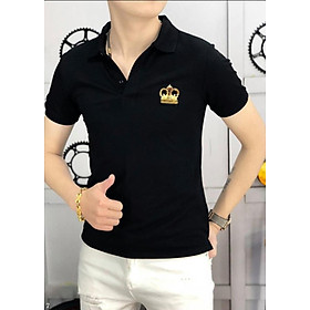 Áo Thun Nam Cổ Polo Phối Họa Tiết Vương Miệng Cao Cấp