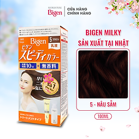 Thuốc nhuộm phủ bạc Bigen Milky nhập khẩu Nhật Bản, nhuộm tóc bạc hoàn toàn, nhuộm dễ tại nhà 80ml dạng kem - BSL Số 5 Nâu Sẫm