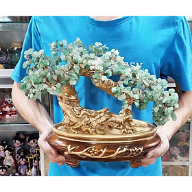 Mua Cây Tài Lộc bằng đá Thạch Anh xanh tự nhiên dáng nghiêng