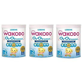 Bộ 3 Lon Sữa Bột Wakodo GunGun Số 2 - 830g