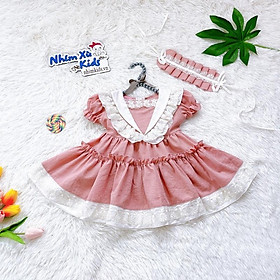 Váy Hồng Dolly Pastel Cho Bé Gái 4 Đến 30kg Chất Đũi Phối Ren [V016