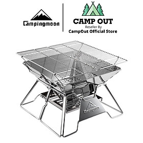 Bếp nướng inox cắm trại Campingmoon MT2 du lịch than nướng có túi kèm theo xếp gọn vệ sinh dễ dàng A249